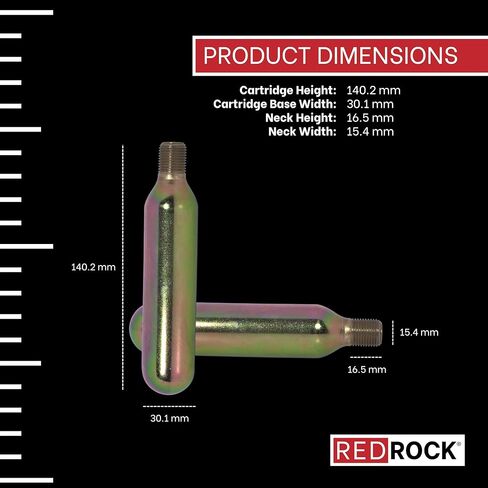 خرطوشة RedRock 45 جرام (60 سم مكعب) ثاني أكسيد الكربون - علبة ثاني أكسيد الكربون UNF 5/8-18 ملولبة لسترات النجاة القابلة للنفخ، وسترات الوسائد الهوائية، والبنادق الهوائية، وكرات الطلاء والمزيد in Kuwait