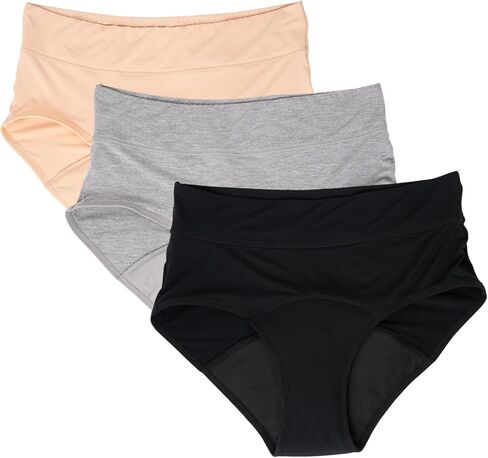 Evella Women’s Leakproof Incontinence Underwear – Washable Reusable Bladder Control Panties – 3-Pack Multicolor (Black, Beige, Grey), X-Large in Saudi Arabia