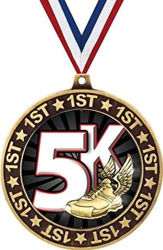 5K Race 1st Place Perimeter Medal Gold, 2.75" 5K Prizes, Kids Racing Trophy Medal Awards Prime in Kuwait
