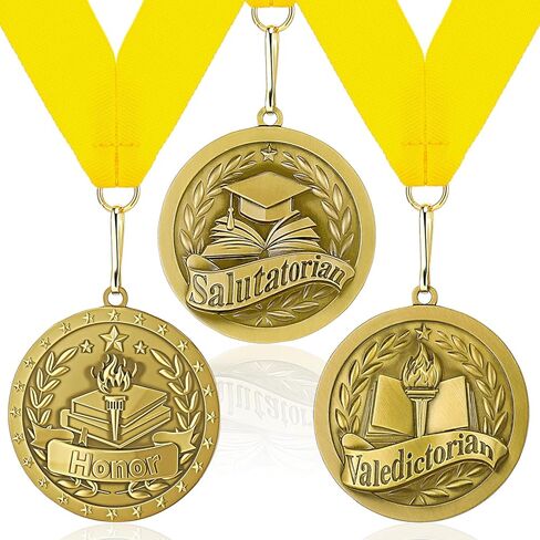 Kigeli 3 Pcs Graduation Award Medals Valedictorian Salutatorian Honor Award Medal with Neck Ribbon Graduation Medallion Trophy Prize Gift for School Education Academics Celebration Recognition Party in Saudi Arabia
