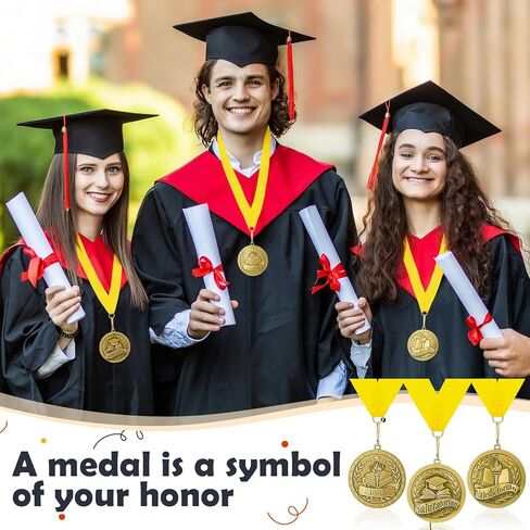 Kigeli 3 Pcs Graduation Award Medals Valedictorian Salutatorian Honor Award Medal with Neck Ribbon Graduation Medallion Trophy Prize Gift for School Education Academics Celebration Recognition Party in Saudi Arabia