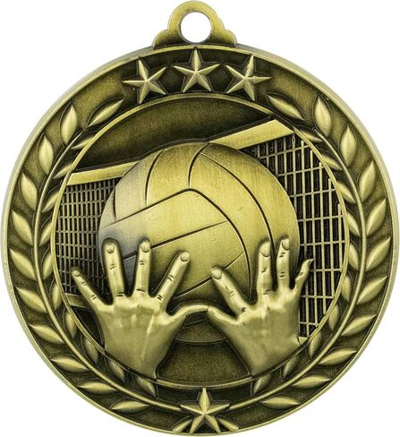 Express Medals Personalized Volleyball Gold Medal with Red White & Blue Neck Ribbon Award Trophy WAM9 (25) in Saudi Arabia