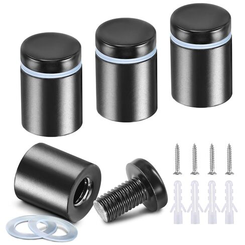 19 x 25mm (Dia. x L) Standoff Screws - Masendelk Black Sign Standoff Mounts with Installation Accessories - Stainless Steel Wall Mount Hardware for Acrylic, Glass, Metal, Wood Panels - 12 Pieces in Kuwait