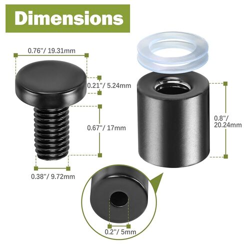 19 x 25mm (Dia. x L) Standoff Screws - Masendelk Black Sign Standoff Mounts with Installation Accessories - Stainless Steel Wall Mount Hardware for Acrylic, Glass, Metal, Wood Panels - 12 Pieces in Kuwait
