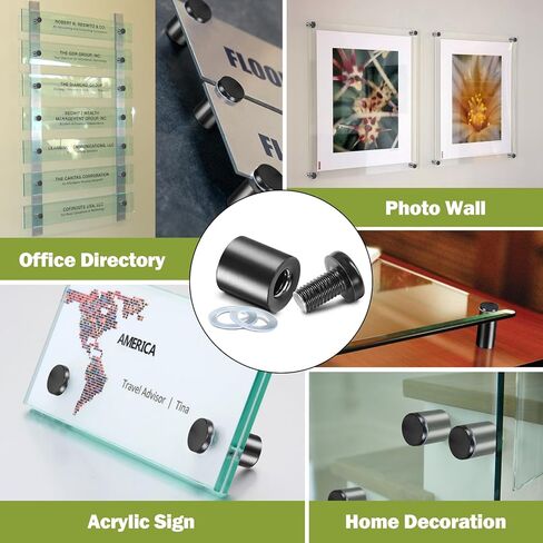 19 x 25mm (Dia. x L) Standoff Screws - Masendelk Black Sign Standoff Mounts with Installation Accessories - Stainless Steel Wall Mount Hardware for Acrylic, Glass, Metal, Wood Panels - 12 Pieces in Kuwait