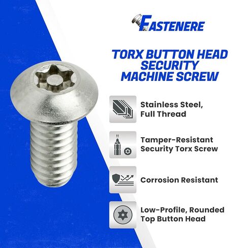 براغي آلة الأمان Fastenere Torx، 3/8-16 × 1/2 بوصة من الفولاذ المقاوم للصدأ، براغي مأخذ كهربائي برأس زر مقاومة للتلاعب لألواح الحائط والألواح والتركيبات والأغطية والحاويات المعدنية، (5 عبوات) in Saudi Arabia