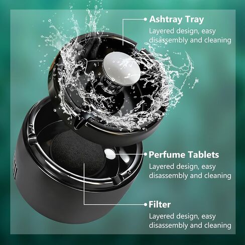 Smokeless Ashtray 2 in 1 Air Purifier Ashtray Smoke Removing Ash Tray Portable Smokeless Ashtrays USB Rechargeable Electric Ashtrays Indoor for Car Home and Office (Black1) in Saudi Arabia