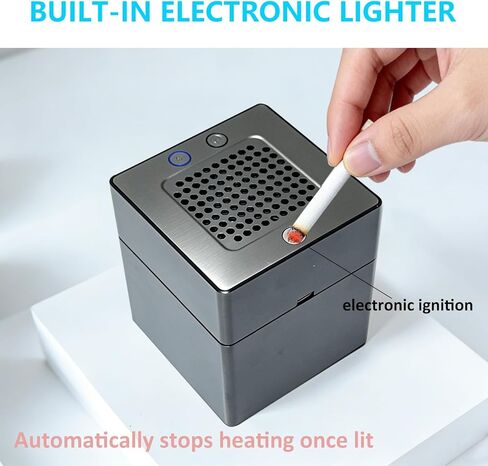 Smokeless Ashtray with Cigarette Lighter,Multifunctional Air Purifier with HEPA Filter,Rechargeable Portable Smoke Removing Ashtray for Indoor in Kuwait