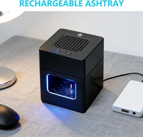 Smokeless Ashtray with Cigarette Lighter,Multifunctional Air Purifier with HEPA Filter,Rechargeable Portable Smoke Removing Ashtray for Indoor in Kuwait