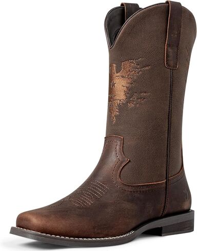J's.o.l.e Leather Cowboy Boots for Men - Mens Square Toe Western Boot,Botas Vaqueras Para Hombre,Slip On,Wide Calf,Cowhide,Casual,Country Work,Riding,Dress,Brown Boots in Saudi Arabia