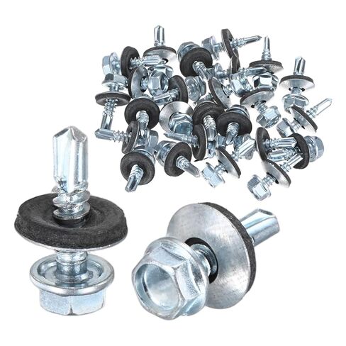 M METERXITY 25-Pack Self Drilling Screws with Rubber Washer #10 x 2-61/64" Zinc Plated Carbon Steel Hex Head Self-Tapping Screws for Metal Roofing/Siding Panels/Steel Structures [ 77mm Length] in Saudi Arabia