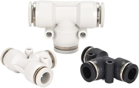 Pneumatic Tee Connector T-shaped White Black Plastic Air Pipe Quick Plugs With Variable Diameter PE6/8/10/12 1Pcs(PE4) in Kuwait