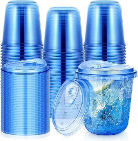 KesaPlan 50 Pack 16 oz Pink Plastic Party Cups with Sip Lids, Disposable Iced Coffee Cup with Lid, Round Bottom Stemless Glasses Drinking Cups for Valentine's Galentine's Bachelorette Party Holiday in Saudi Arabia