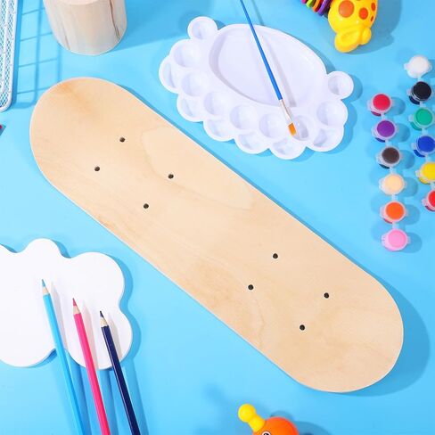 17"x 5" Blank Skateboard Decks, 7-Layer Maple Double Tail Skateboard Natural Wood Unfinished Cruiser Board for Art Painting Home Decoration in Saudi Arabia