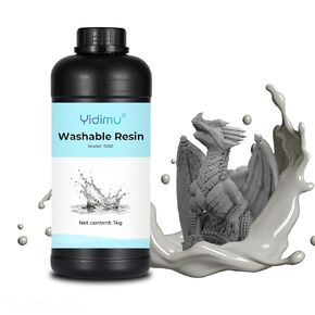 طابعة ثلاثية الأبعاد راتنج سريع قابل للغسل في الماء، 405 نانومتر LCD فوتوبوليمر معالج بالأشعة فوق البنفسجية للحصول على دقة عالية، رائحة منخفضة، غير هشة، رمادي، 500 جرام in Kuwait