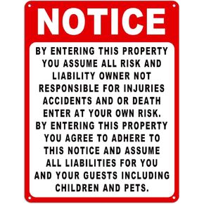 Not Responsible For Accidents Or Injuries Sign, Risk Warning Signs For Property, 9'' X 12'' Enter At Your Own Risk Industrial/No Intrusion Warning Sign in Kuwait