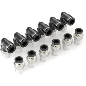 1/4 "OD إلى 3/8" NPT الموضوع الكوع الذكور ومجموعة مستقيمة توصيل سريع الهواء المناسب موصل قفل دفع هوائي (حزمة من 12) in Kuwait