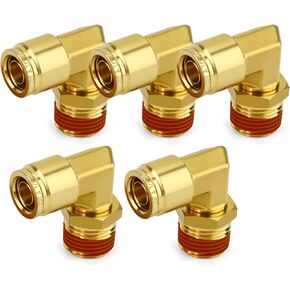 5PCS Brass 90 Degree Elbow DOT Push to Connect Fittings, 3/8" OD x 1/2" NPT Male Union Tube Air Brake Line Fittings for Truck Trailer Air Brake Line and Industrial Pneumatic Systems in Kuwait