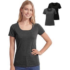 2 Pack 100% Merino Wool T Shirt Women, Wool Base Layer Square Neck, Short Sleeve Lightweight Undershirt Tee Outdoor in Saudi Arabia