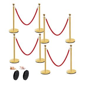 Red Carpet Poles and Ropes Set: 8pcs Gold Stanchion Posts and 4pcs Velvet Ropes for Weddings, Events, VIP Entrance & Party - Crowd Control Rope Safety Barriers with Stand in Kuwait