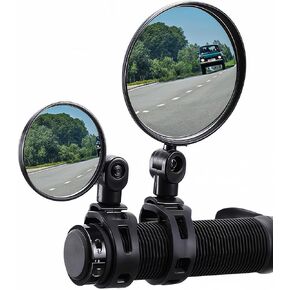 Universal Electric Scooter Rear-View Mirror, Wide-Angle Convex Design for Blind Spot Safety, Durable ABS Plastic Construction, Easy Installation for Most E-Scooters, 2-Pack, Black in Saudi Arabia
