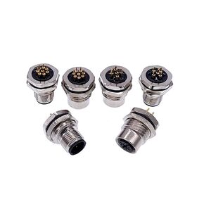 PCB الاستشعار موصل M12 اللوحة الأمامية الجوز شفة المقبس M1216 موصلات 4 5 8pin المسمار اقتران ملولب ذكر أنثى 1 قطعة (ذكر 5pin) in Kuwait