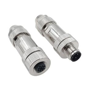 M12 Sensor Connector Male Female Signal Shielding Metal Plug 4 5 8 Pin Screw Threaded Coupling A Type 1Pcs(Straight 8pin Male) in Kuwait