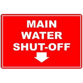 لافتة سهم لأسفل لإغلاق المياه الرئيسية - تحذير من الألومنيوم للسلامة، داخلي وخارجي للمنزل والمكتب 8 بوصة × 12 بوصة (أحمر)، أسود-5 in Kuwait