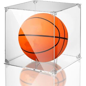 Mudder Basketball Display Case Acrylic Clear, 10.6" x 10.6" x 10.6" Full Size Assembly Required UV Protected Display with Removable Built-in Stand Box for Sports Collectibles, Ideal Gift for Athlete in Saudi Arabia