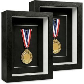 Medal Display Case, Medal Display Shadow Box with Real Glass for Wall Mount or Tabletop Display, 5* 7 Inches Medal Display Case Gift for Runners, Marathon Memorabilia, Military Medals in Kuwait