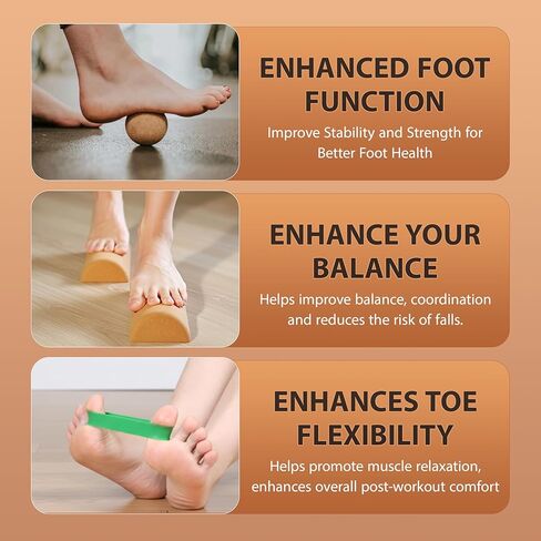 2 in 1 Premium Cork Balance Board with Peanut Massage Ball, Foot Strengthener Kit for Stability Training, Natural Cork Foot Balance Trainer, Non Slip Surface for Home Gym Travel Workout, Exercise Equipment in Saudi Arabia
