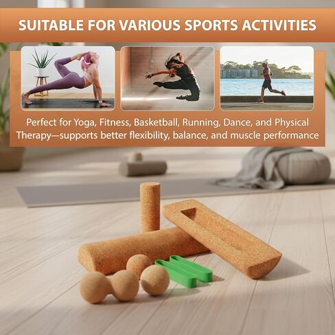 2 in 1 Premium Cork Balance Board with Peanut Massage Ball, Foot Strengthener Kit for Stability Training, Natural Cork Foot Balance Trainer, Non Slip Surface for Home Gym Travel Workout, Exercise Equipment in Saudi Arabia