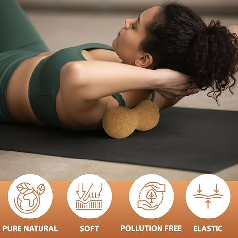 2 in 1 Premium Cork Balance Board with Peanut Massage Ball, Foot Strengthener Kit for Stability Training, Natural Cork Foot Balance Trainer, Non Slip Surface for Home Gym Travel Workout, Exercise Equipment in Saudi Arabia