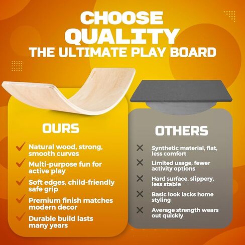 لوح تمايل خشبي للأطفال، لعبة تعلم والدورف مفتوحة النهاية للعب في الأماكن المغلقة، لوحة التوازن للبالغين | لوح هزاز متعرج لتدريب التوازن الأساسي لليوجا والتمارين الداخلية، ألعاب مونتيسوري in Kuwait