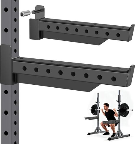 أذرع مراقبة السلامة من كل شخص، تناسب رفوف الطاقة مقاس 2 بوصة × 2 بوصة و3 بوصة × 3 بوصة، قضبان أمان لحامل القرفصاء ذات سعة 1000 رطل مع وسادات مطاطية لتدريب القوة في صالة الألعاب الرياضية في المنزل/المرآب in Kuwait