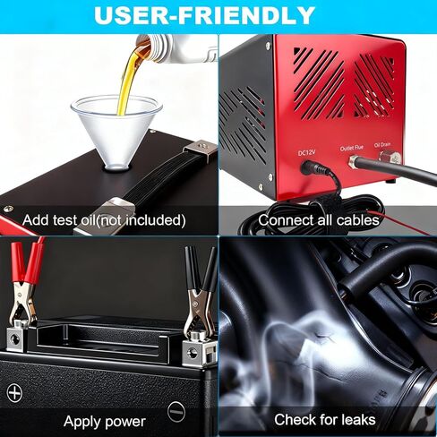 آلة دخان السيارات مع مضخة هواء مدمجة ومقياس للضغط. مجموعة أدوات احترافية للكشف عن تسرب الدخان لاختبار التسربات في الفراغ والوقود وEVAP ونظام السيارات الأخرى باللون الأحمر in Kuwait