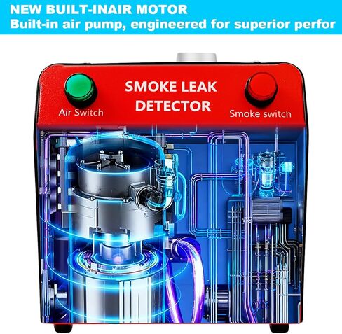 آلة دخان السيارات مع مضخة هواء مدمجة ومقياس للضغط. مجموعة أدوات احترافية للكشف عن تسرب الدخان لاختبار التسربات في الفراغ والوقود وEVAP ونظام السيارات الأخرى باللون الأحمر in Kuwait