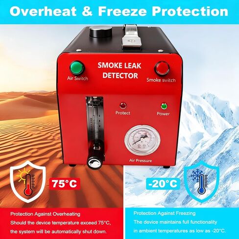 آلة دخان السيارات مع مضخة هواء مدمجة ومقياس للضغط. مجموعة أدوات احترافية للكشف عن تسرب الدخان لاختبار التسربات في الفراغ والوقود وEVAP ونظام السيارات الأخرى باللون الأحمر in Kuwait