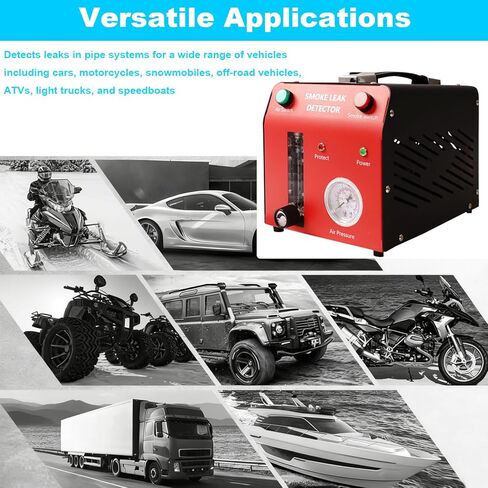 آلة دخان السيارات مع مضخة هواء مدمجة ومقياس للضغط. مجموعة أدوات احترافية للكشف عن تسرب الدخان لاختبار التسربات في الفراغ والوقود وEVAP ونظام السيارات الأخرى باللون الأحمر in Kuwait