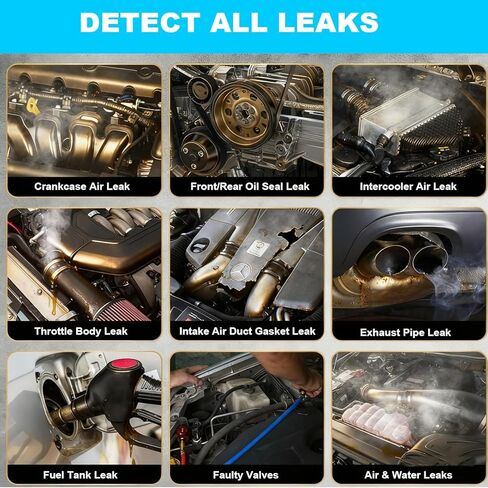 آلة دخان السيارات مع مضخة هواء مدمجة ومقياس للضغط. مجموعة أدوات احترافية للكشف عن تسرب الدخان لاختبار التسربات في الفراغ والوقود وEVAP ونظام السيارات الأخرى باللون الأحمر in Kuwait