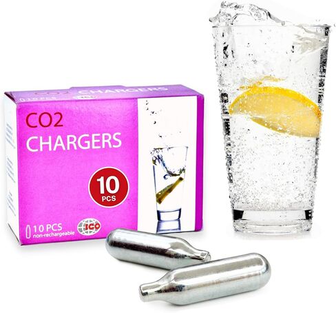 ICO 10pcs 8g CO2 Cartridges for Soda Maker, Food Grade 8 gram CO2 Cartridges, Non-Threaded Soda Chargers for Sparkling Water Maker and Carbonated Water Maker in Kuwait