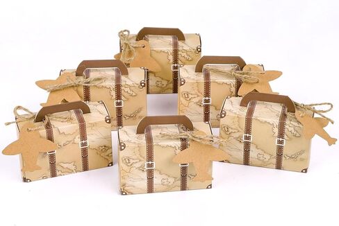 vgoodall 50pcs mini forcase sevely boxes ، party forda candy box vintage kraft paper gift bage with tags burlap for party wedding decore brown in Saudi Arabia