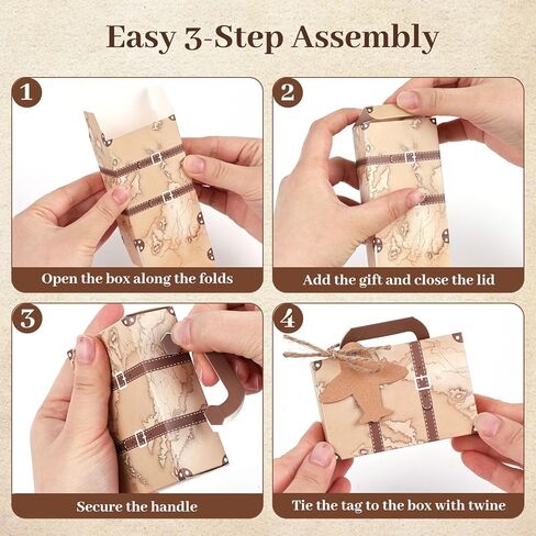 vgoodall 50pcs mini forcase sevely boxes ، party forda candy box vintage kraft paper gift bage with tags burlap for party wedding decore brown in Saudi Arabia