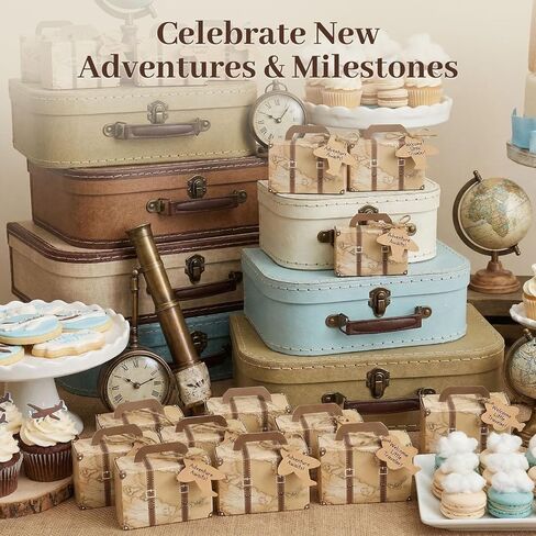 vgoodall 50pcs mini forcase sevely boxes ، party forda candy box vintage kraft paper gift bage with tags burlap for party wedding decore brown in Saudi Arabia
