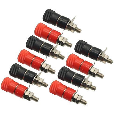 5Pair 4mm Banana Female Jack Binding Post Adapter Banana Plug Socket Nut Terminal Block Amplifier Connector 5Pcs Red+5PCS Black in Saudi Arabia