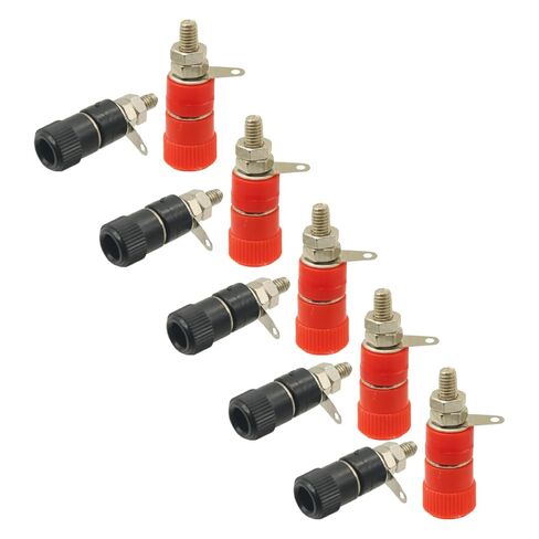 5Pair 4mm Banana Female Jack Binding Post Adapter Banana Plug Socket Nut Terminal Block Amplifier Connector 5Pcs Red+5PCS Black in Saudi Arabia