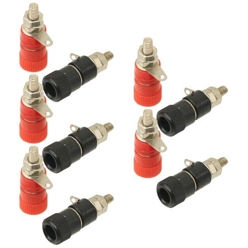 5Pair 4mm Banana Female Jack Binding Post Adapter Banana Plug Socket Nut Terminal Block Amplifier Connector 5Pcs Red+5PCS Black in Saudi Arabia