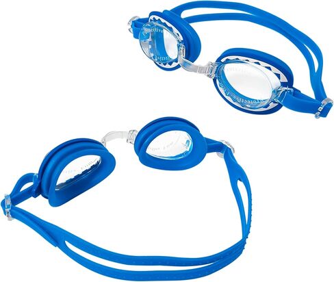 نظارات السباحة الشبابية من لوف هير - نظارات سباحة زرقاء للأطفال مع عدسات مطبوعة على شكل أسنان القرش، مضادة للضباب، حماية من الأشعة فوق البنفسجية، حزام قابل للتعديل - نظارات مضحكة للأولاد من سن 3 سنوات فما فوق in Kuwait