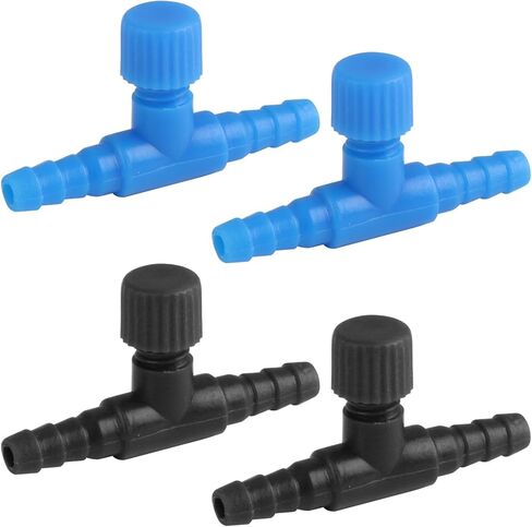4 قطع صمام هواء لحوض السمك (2 أزرق و2 أسود)، صمام شائك كروي صغير للإغلاق، تصميم صمام كروي شائك للخرطوم، يتحكم في تدفق الهواء، مثالي للأكواريين، وأصحاب الخزانات لتنظيم تدفق الأكسجين in Kuwait