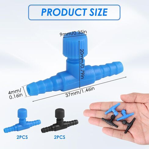 4 قطع صمام هواء لحوض السمك (2 أزرق و2 أسود)، صمام شائك كروي صغير للإغلاق، تصميم صمام كروي شائك للخرطوم، يتحكم في تدفق الهواء، مثالي للأكواريين، وأصحاب الخزانات لتنظيم تدفق الأكسجين in Kuwait